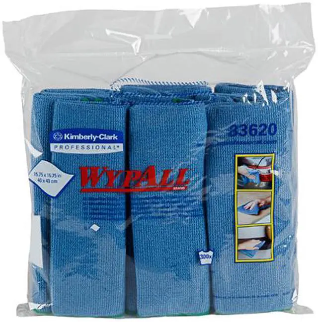Alt view image 2 of 2 - WypAll Microfiber Cloths (83620), Reusable, 15.75" x 15.75", Blue, Wipes