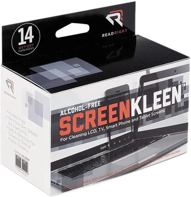 Main image of Read Right RR1291 ScreenKleen Alcohol-Free Wipes, Cloth, 5 x 5, 14/Box