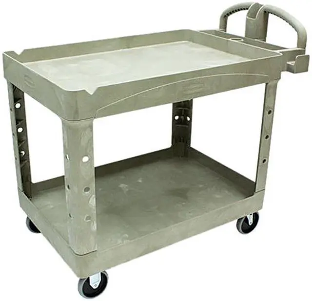 Main image of Rubbermaid Commercial 452088BG Heavy-Duty Utility Cart, 2-Shelf, 25-7/8w x 45-1/4d x 33-1/4h, Beige