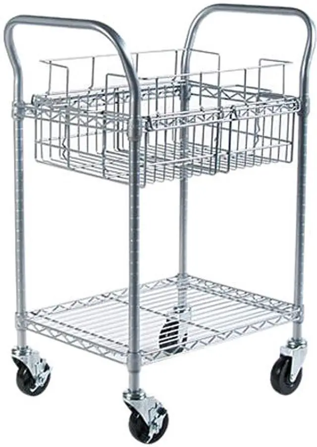 Main image of Safco 5235GR Wire Mail Cart, 600lbs, 18-3/4w x 26-3/4d x 38-1/2h, Metallic Gray