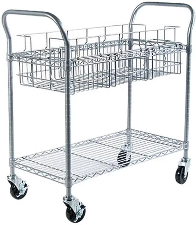 Main image of Safco 5236GR Wire Mail Cart, 600lbs, 18-3/4w x 39d x 38-1/2h, Metallic Gray
