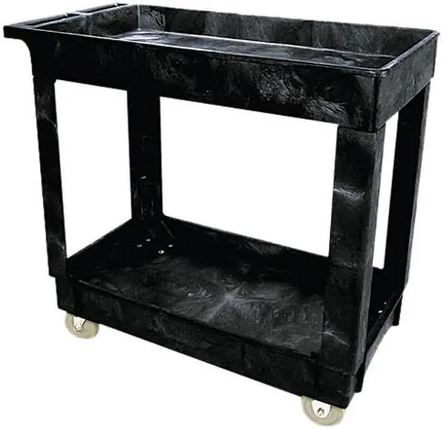 Main image of Rubbermaid Commercial 9T6600BLA Service/Utility Cart, 2-Shelf, 16w x 34d x 31-1/4h, Black