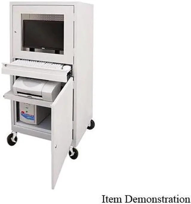Main image of Alera LCD/CRT Mobile Computer Security Cabinet, 26w x 24d x 63h, Light Gray