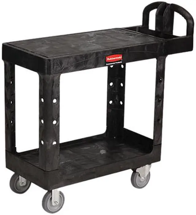 Main image of Rubbermaid Flat Shelf Utility Cart, 2-Shelf, 500lbs, 19 x 38 x 33-1/3, Black
