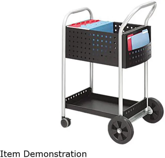 Main image of Safco Scoot Mail Cart, 1-Shelf, 300lbs, 22-1/2 x 27-1/2 x 40-3/4, Black/Silver