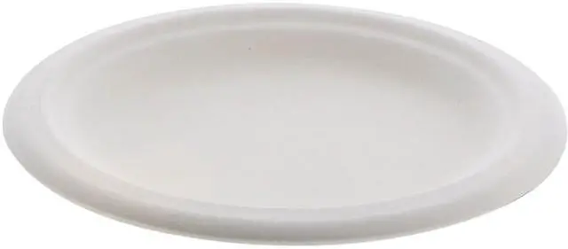 Main image of Pactiv MC500060001 6" Compostable 1-Compartment Fiber-Blend Bagasse Plate, Natural, 1,000 ct.