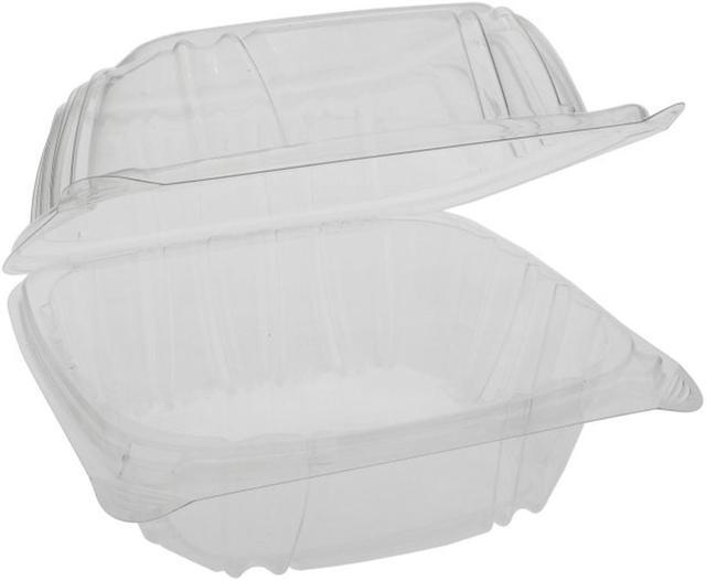 SENSATION SmartLock Hinged Lid Container, 5.74 x 5.95 x 3.1, Clear, Plastic, 500/Carton