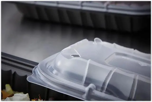 Alt view image 3 of 3 - Pactiv EarthChoice Entree2Go Takeout Container Vented Lid, 11.75 x 8.75 x 0.98, Clear, Plastic, 200/Carton YCNV12X9PPDL