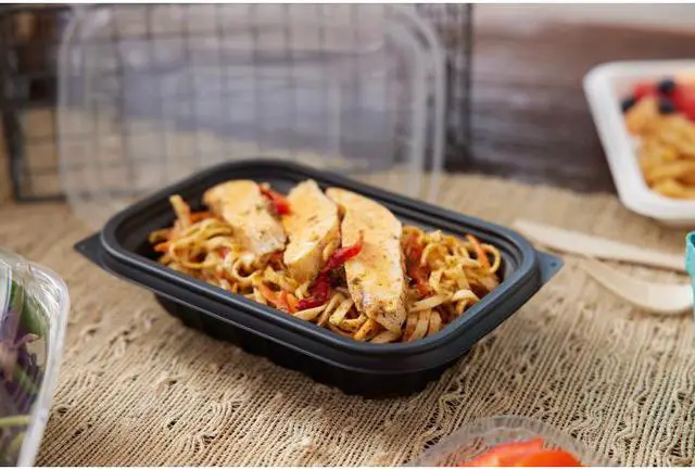 Alt view image 3 of 3 - Pactiv EarthChoice Entree2Go Takeout Container, 24 oz, 8.66 x 5.75 x 1.97, Black, Plastic, 300/Carton YCNB9X624000