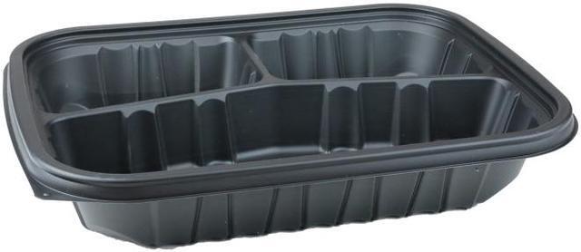 EarthChoice Entree2Go Takeout Container, 3-Compartment, 48 oz, 11.75 x 8.75 x 2.13, Black, Plastic, 200/Carton EarthChoice Entree2Go Takeout Container, 3-Compartment, 48 oz, 11.75 x 8.75 x 2.13, Black, Plastic, 200/Carton