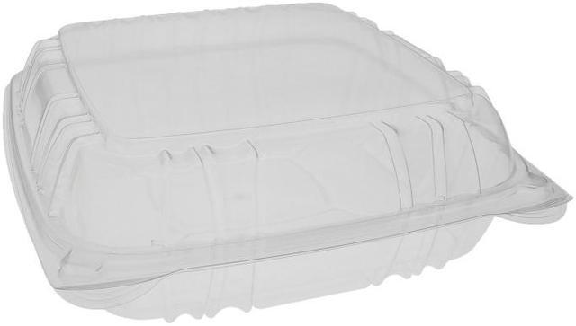 SENSATION SmartLock Hinged Lid Container, 9.21 x 8.87 x 3.07, Clear, Plastic, 200/Carton