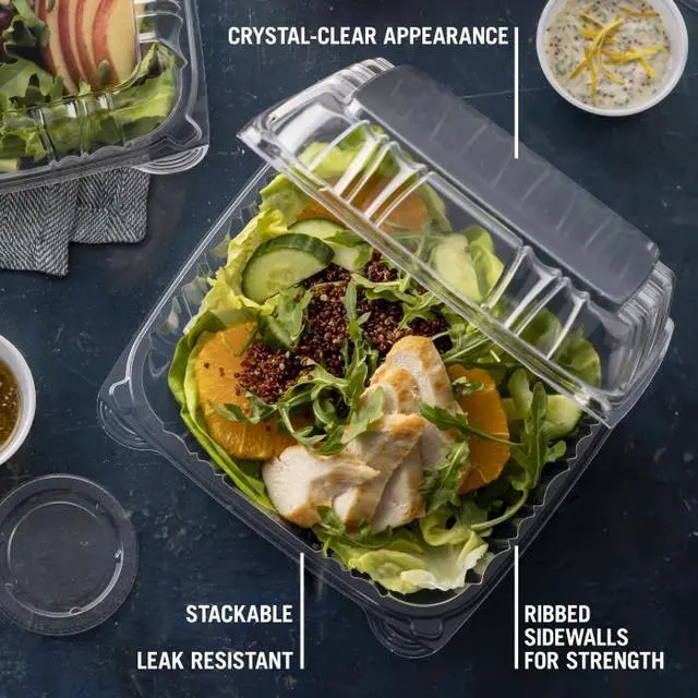 Alt view image 3 of 4 - Pactiv Sensation SmartLock Hinged Lid Container, 9.21 x 8.87 x 3.07, Clear, Plastic, 200/Carton YCI821100000