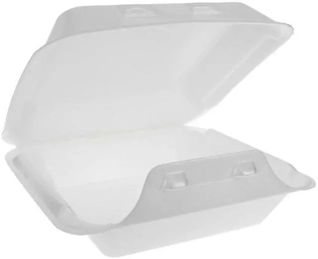 Main image of Pactiv SmartLock Foam Hinged Lid Container, Medium, 8 x 8 x 3, White, 150/Carton YHLW08010000