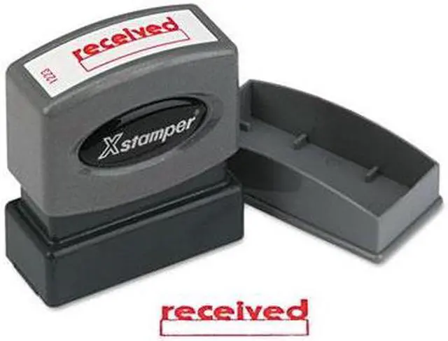 Alt view image 2 of 2 - Xstamper ECO-GREEN 1223 Title Message Stamp, RECEIVED, Pre-Inked/Re-Inkable, Red