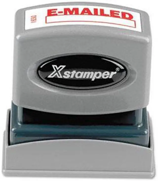 Main image of Xstamper ECO-GREEN 1650 Title Message Stamp, E-MAILED, Pre-Inked/Re-Inkable, Red