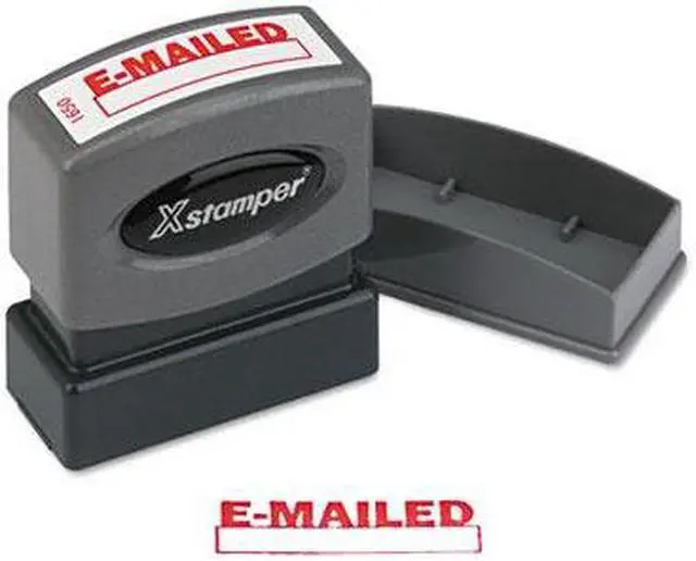 Alt view image 5 of 5 - Xstamper ECO-GREEN 1650 Title Message Stamp, E-MAILED, Pre-Inked/Re-Inkable, Red