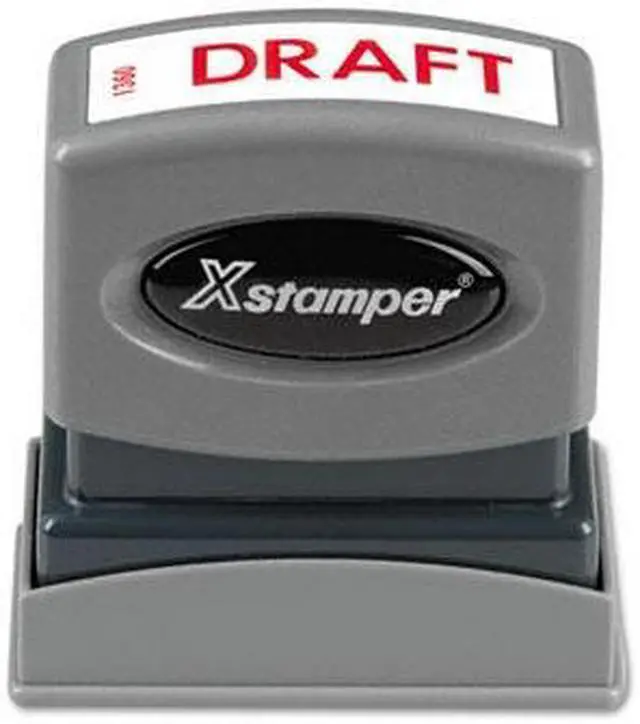 Main image of Xstamper ECO-GREEN 1360 Title Message Stamp, DRAFT, Pre-Inked/Re-Inkable, Red