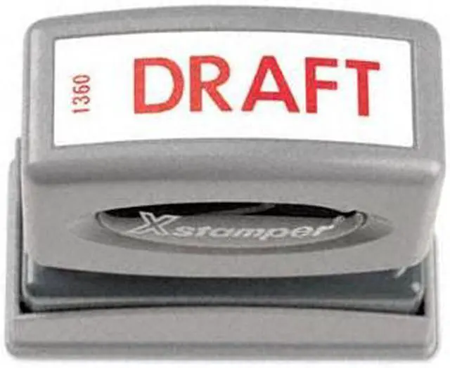 Alt view image 3 of 3 - Xstamper ECO-GREEN 1360 Title Message Stamp, DRAFT, Pre-Inked/Re-Inkable, Red