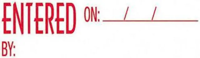 Alt view image 2 of 3 - Xstamper ECO-GREEN 1822 Title Message Stamp, ENTERED, Pre-Inked/Re-Inkable, Red