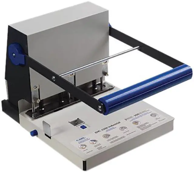 Main image of CARL 63300 300-Sheet XHC-3300 Heavy-Duty Three-Hole Punch, 9/32 Hole, Steel, Blue/Gray