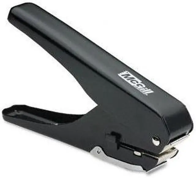 Main image of McGill 16500 Handheld Badge Punch, 9/16 x 1/8 Horizontal Slot, 1/2 Inch Reach, Black/Chrome