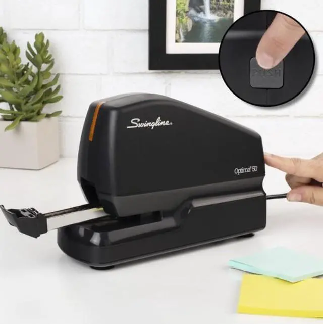 Alt view image 2 of 4 - Swingline 48209 Optima Electric Stapler, 50-Sheet Capacity, Silver