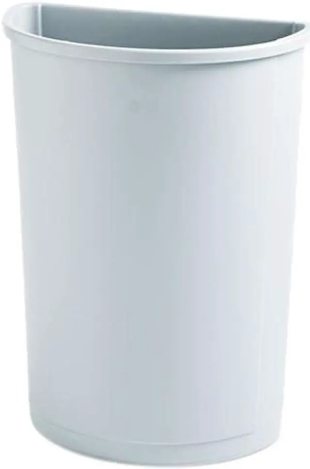 Main image of Rubbermaid Commercial 352000GY Untouchable Waste Container, Half-Round, Plastic, 21 gal, Gray