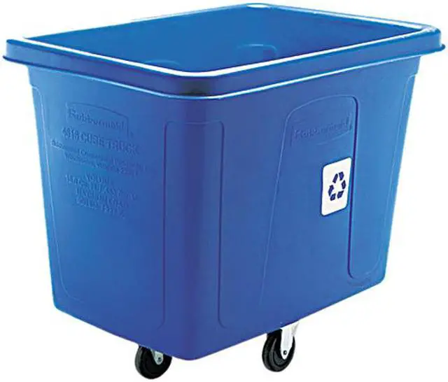 Main image of Rubbermaid Commercial 461673BE Recycling Cube Truck, Rectangular, Polyethylene, 500-lb cap, Blue