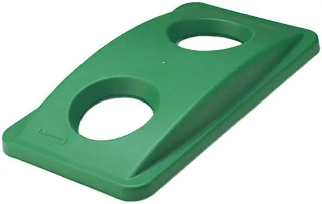 Main image of Rubbermaid Commercial 269288GN Slim Jim Bottle & Can Recycling Top, 20 3/8 x 11 3/8 x 2 3/4, Green