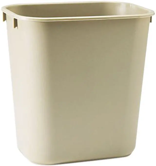Main image of Rubbermaid Commercial 295500BG Soft Molded Plastic Wastebasket, Rectangular, 3 1/2 gal, Beige