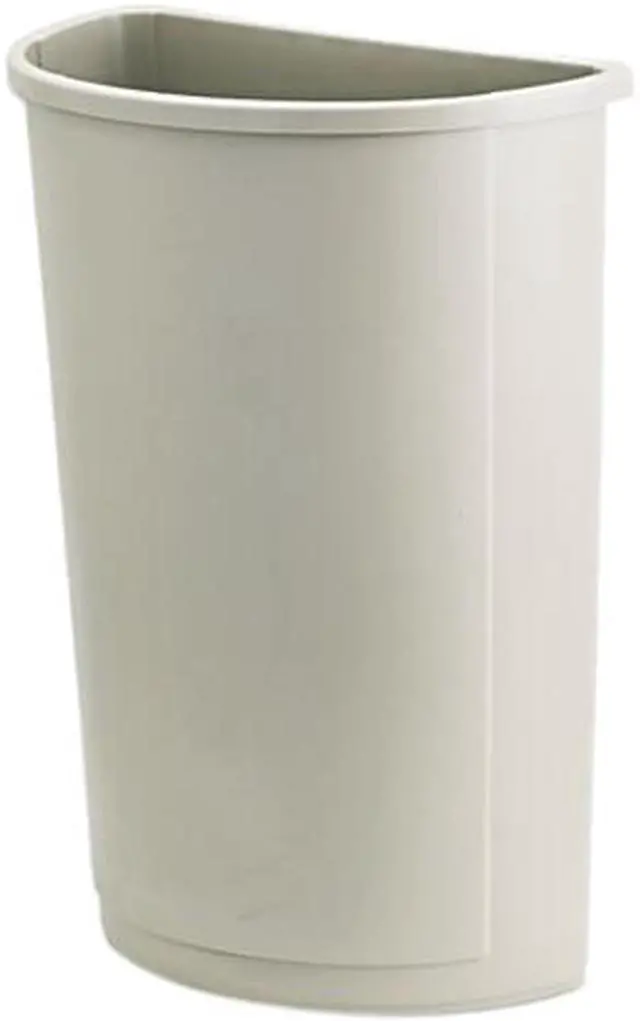 Main image of Rubbermaid Commercial 352000BG Untouchable Waste Container, Half-Round, Plastic, 21 gal, Beige