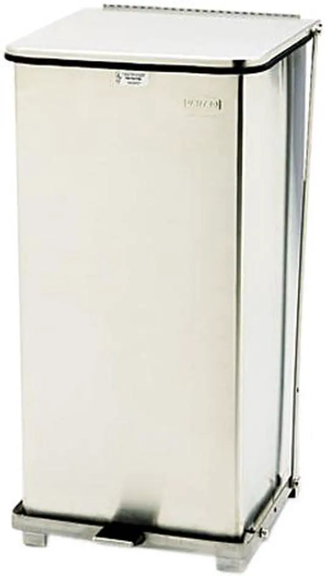 Main image of Rubbermaid Commercial ST24SSPL Defenders Biohazard Step Can, Square, Steel, 24 gal, Stainless Steel