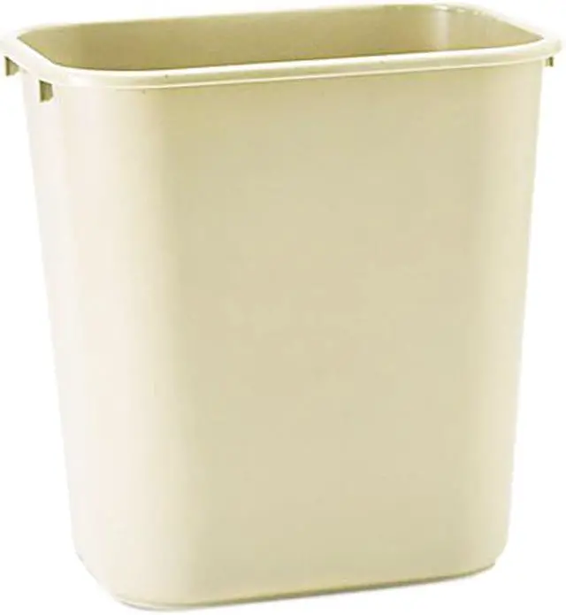 Main image of Rubbermaid Commercial 295600BG Soft Molded Plastic Wastebasket, Rectangular, 7 gal, Beige