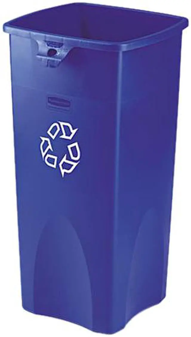 Main image of Rubbermaid Commercial 356973BE Untouchable Recycling Container, Square, Plastic, 23 gal, Blue