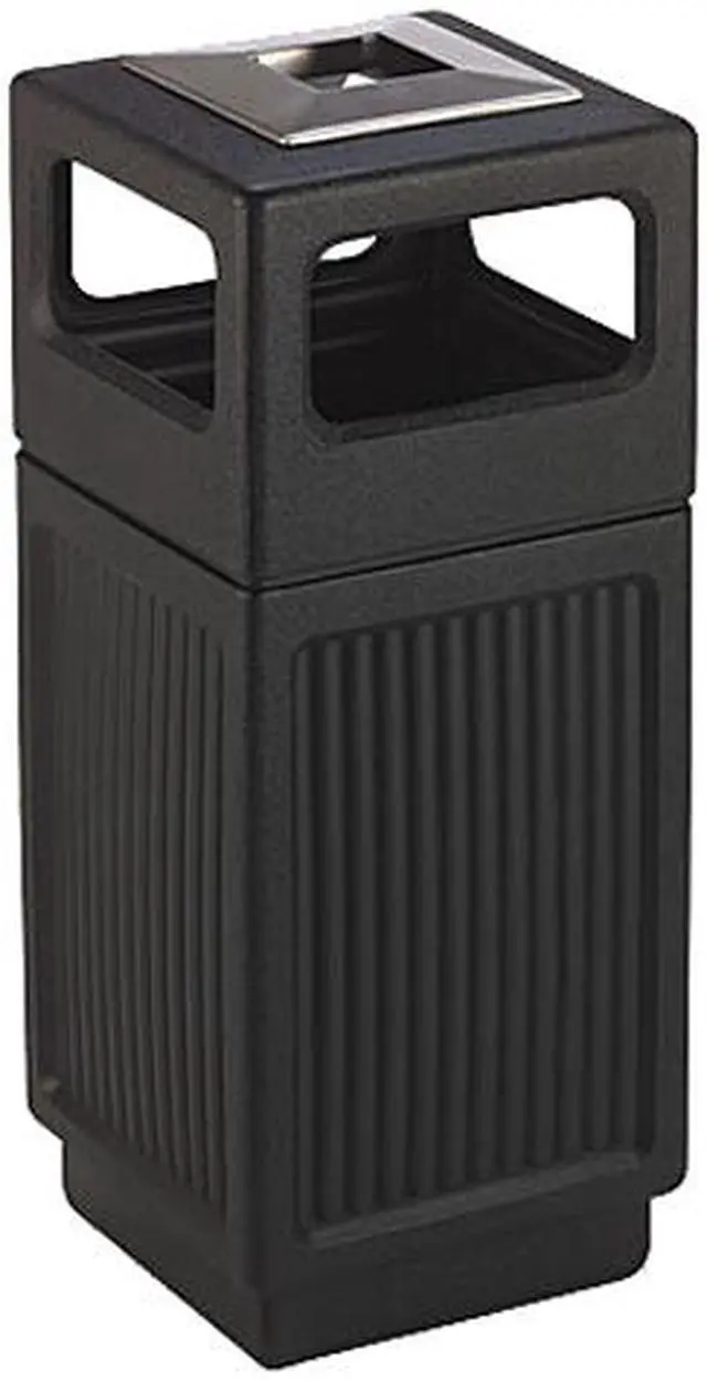 Main image of Safco 9474BL Canmeleon Ash/Trash Receptacle, Square, Polyethylene, 15 gal, Textured Black