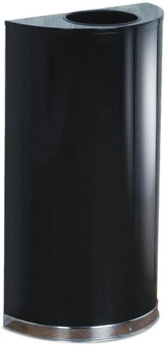 Main image of Rubbermaid Commercial SO1220B European & Metallic Series Open Top Receptacle, Half-Round, 12 gal, Black/Chrome