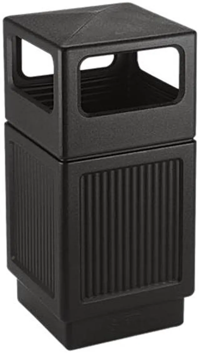 Main image of Safco 9476BL Canmeleon Side-Open Receptacle, Square, Polyethylene, 38 gal, Textured Black