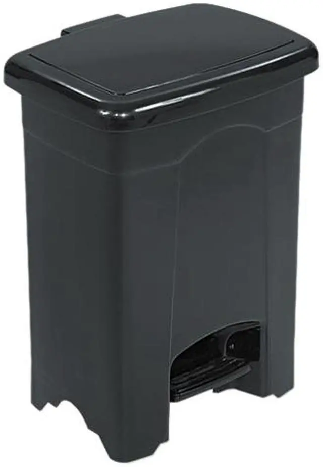 Main image of Safco 9710BL Step-On Receptacle, Rectangular, Plastic, 4 gal, Black