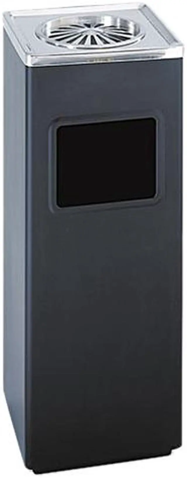 Main image of Safco 9696BL Ash 'N Trash Sandless Urn, Square, Stainless Steel, 3gal, Black/Chrome