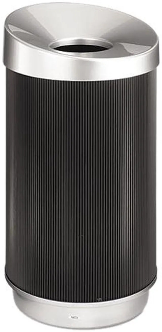 Main image of Safco 9799BL At-Your-Disposal Vertex Receptacle, Round, Polyethylene, 38 gal, Black/Chrome