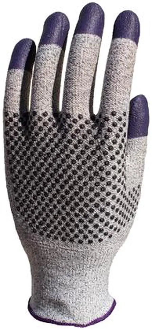 Alt view image 2 of 3 - KleenGuard G60 Purple Nitrile Cut Resistant Gloves (97431), Size 8.0 (Medium), Grey and Black with Purple Fingertips, Ambidextrous, 1 Pack