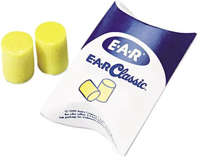 Main image of E·A·R 310-1001 Classic Ear Plugs, Pillow Paks, Uncorded, PVC Foam, Yellow, 200 Pairs/Box