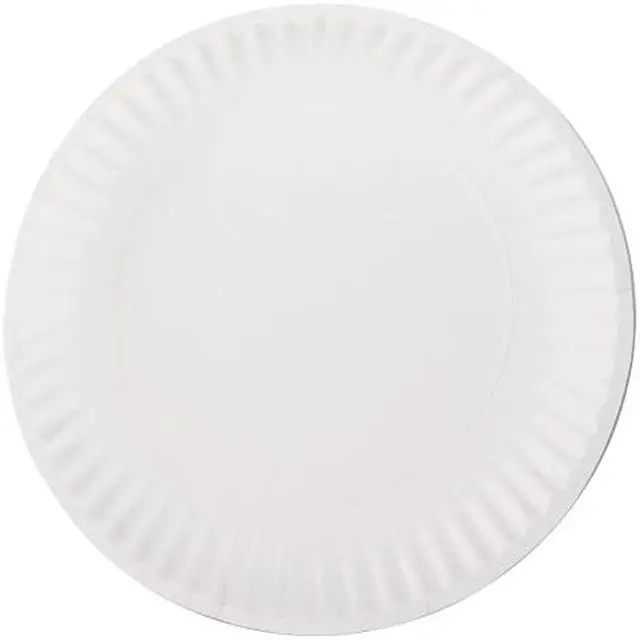 Main image of AJM Packaging Corporation PP9GREWH White Paper Plates, 9" Diameter, 10 Bags of 100/Carton