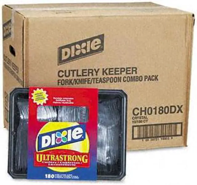 Main image of Dixie CH0180DX7CT Tray w/Heavyweight Crystal Plastic Tableware, 1800/Carton