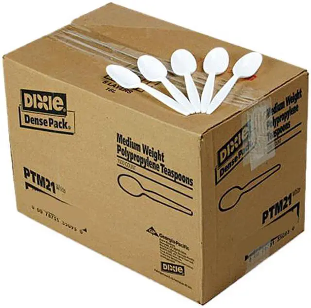 Main image of Dixie PTM21 Plastic Tableware, Mediumweight Teaspoons, White, 1000/Carton