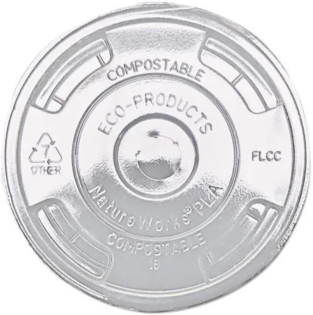 Main image of Eco-Products EP-FLCC Compostable Cold Drink Cup Lids, Flat, Clear, 1000/Carton
