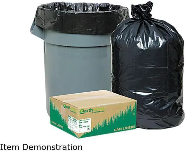 Main image of Webster RNW1TL80V Plastic Earthsense Recycled Large Trash & Yard Waste Bag, 0.9 Mil, Flat Seal, 40" x 32.5", in Individually Folded Dispensing Bag, Black