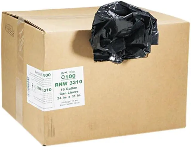 Main image of Webster RNW3310 Trash Bag - 500 / Carton - 16 gal - Resin - Black