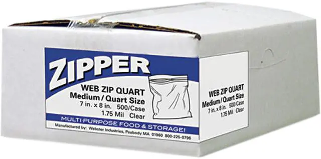 Main image of Webster Quart Storage Bags Reclosable 7"x8" 500/BX CL ZIPQUART