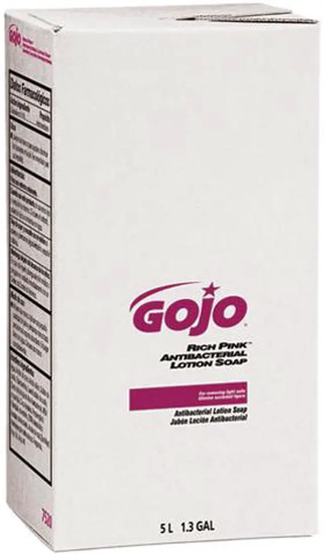 Main image of GOJO 7520 RICH PINK Antibacterial Lotion Soap Refill, 5000 mL, Floral Scent,Pink, 2/Carton